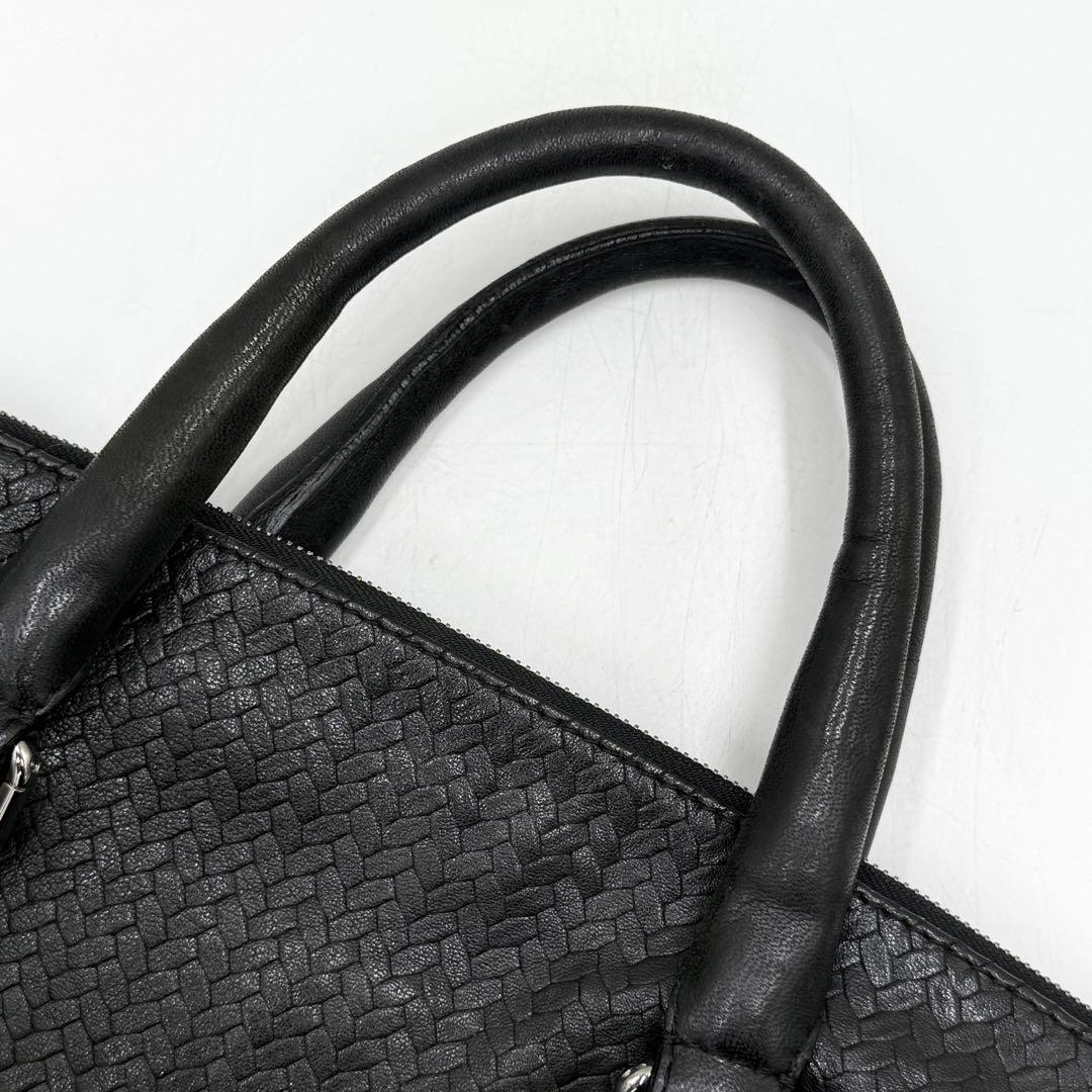 【美品】ジョルジオアルマーニ トートバッグ メッシュデザイン A4可 レザー 黒