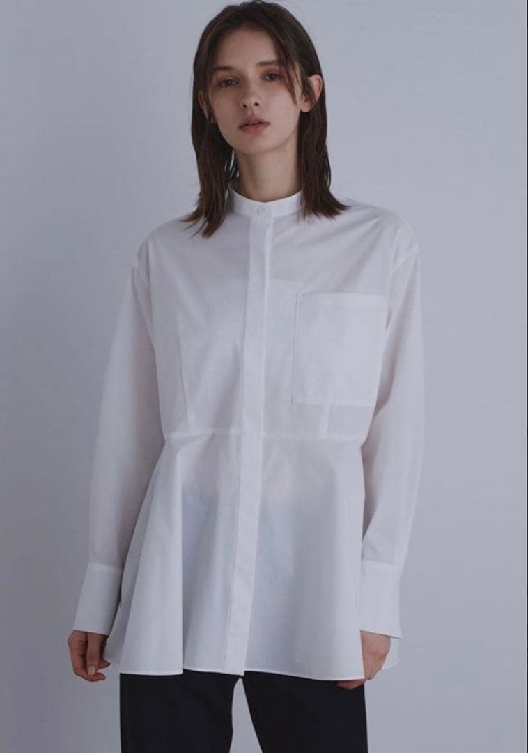 ルフィルLE PHIL SOLOTEXペプラムブラウスFサイズホワイト白シャツ