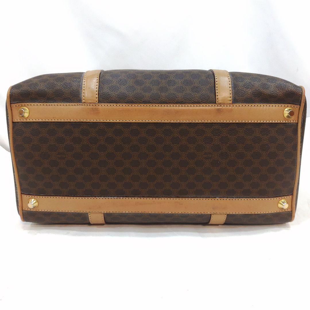 【美品】セリーヌ ボストンバッグ レザー×PVC A4可 マカダム柄 ブラウン